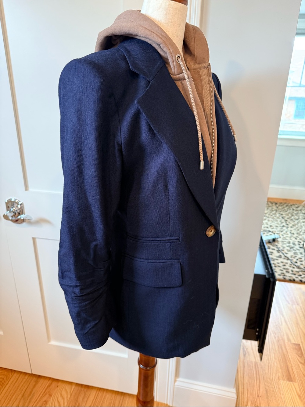 Veronica Beard Battista Navy Single-Button Tailored Dickey Blazer - Picture 11 of 16